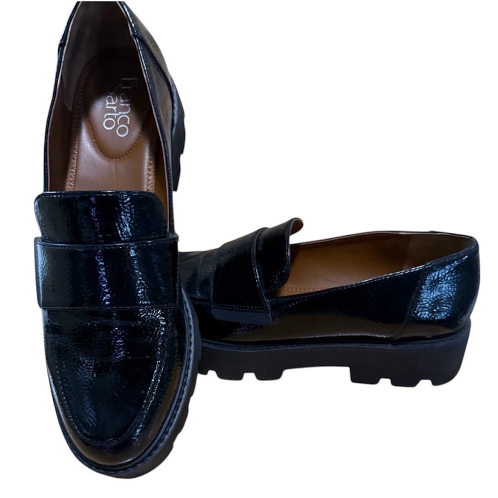 Women’s Franco Sarto Black patent Loafers with lug soles
